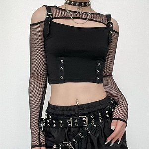 Cropped Preto Arrastão