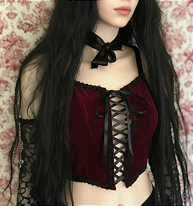 Cropped Veludo Vermelho Isabella