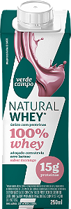 Shake Natural 100% Whey Protein 15g Morango 250ml Verde Campo