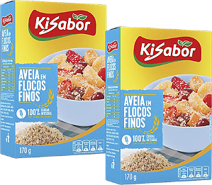 Kit 2 Aveia Flocos Finos Integral 170g Kisabor