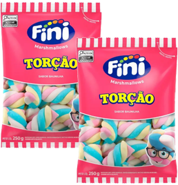 Kit 2 Marshmallos Torção Baunilha 250g Fini