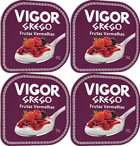 Kit 4 Iogurte Grego Frutas Vermelhas 90g Vigor