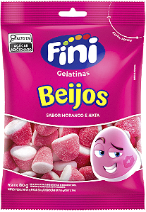 Bala Gelatinas Beijos Morango e Nata 80g Fini