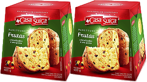 Kit 2 Panettone De Frutas Tradicional (Sem Caixa) 400g Casa Suíça