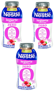 Kit 3 Garrafinha Iogurte Triplo Zero Morango 170g Nestlé