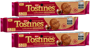 Kit 3 Biscoito Recheado Especiarias Cappuccino 93g Tostines