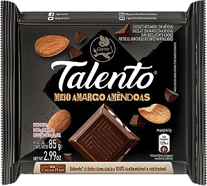 Chocolate Meio Amargo Amendoas 85g Talento Garoto