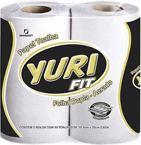 Papel Toalha Folha Dupla - 2 Rolos 100Fls Yuri