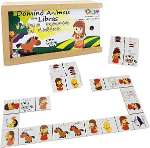 DOMINO ANIMAIS EM LIBRAS- MDF - 28PC