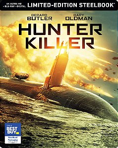 4k + Bluray Steelbook Fúria e Alto Mar - Hunter Killer - Gerard Buttler - Lacrado