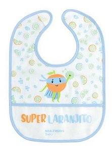 Babador azul Yum! com bolso coletor de migalhas Multikids Baby