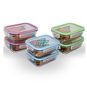 Conjunto 6 Potes Vidro Hermético Marmita Mantimentos 1040ml