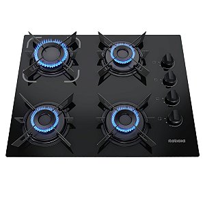 Cooktop 4 Bocas à Gás Itatiaia Electra Vidro Preto Bivolt