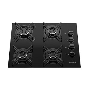 Cooktop 4 Bocas à Gás Itatiaia Essencial Vidro Preto Bivolt