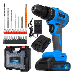 Furadeira Parafusadeira Sem Fio 36V 2Baterias Estojo Bivolt