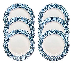 Kit 06 Pratos Rasos Decorados Melamina 25cm - 1010COR