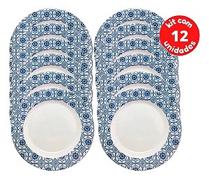 Kit 12 Pratos Raso Decorado 25cm Melamina Refeição Festa