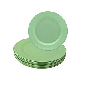 Kit 12 Pratos Sobremesa 20cm Melamina Verde Festa Doce
