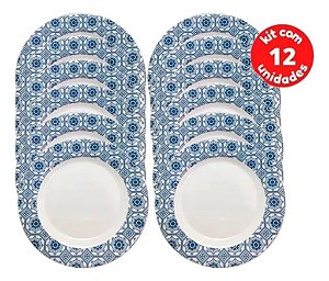 Kit 12 Pratos Sobremesa Decorado Doce Festa Melamina 20cm