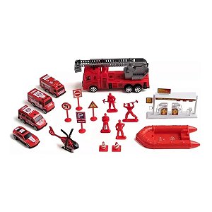 Kit Brincando Bombeiro Resgate Vermelho Multikids - BR969
