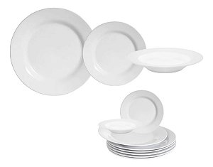 Kit Jantar Completo Prato Raso e Fundo Melamina 18 pçs