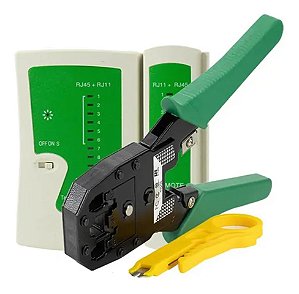 Kit Teste Cabo Rede + Alicate Crimpar Rj45 Rj11 Profissional