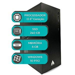 Pc Computador Intel I3 8GB DDR4 240 SSD 6° Geração Win10 Pro