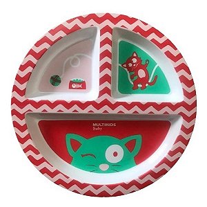 Prato Infantil Bebê Com Divisórias Rosa Multikids Baby