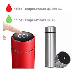 Kit 4 Garrafas Térmicas Aço Inox Termômetro Led Digital