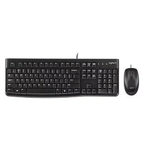Kit Teclado e Mouse Logitech Mk120 USB Com Fio Português Brasil Preto ABNT 2
