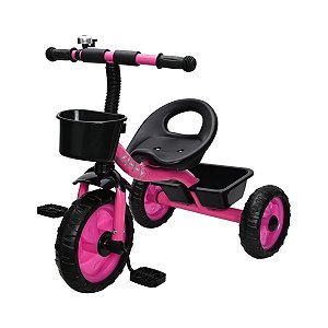 Triciclo Rosa Infantil C/ Cestinha Buzina Pedal Zippy Toys