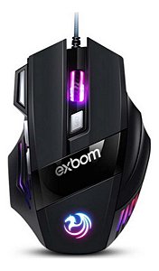 Mouse Para Jogo 7 Botões Gamer Rgb Exbom Usb 3200dpi Msg260 / Preto