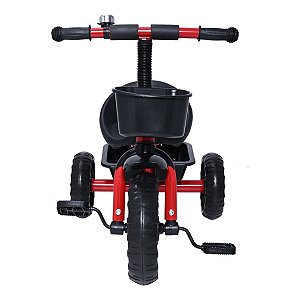 Triciclo Infantil Vermelho com Cestinha e Buzina Zippy Toys Brinquedo Divertido para Criança