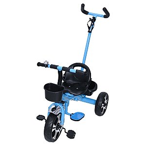 Triciclo Infantil Azul com Apoiador Cestinha Sininho Zippy Toys Passeio Seguro e Divertido Ideal para Crianças Pequenas