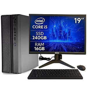 Mini Computador PC Slim Intel I5 16GB RAM SSD 240GB com Windows 11 Compacto, Rápido e Pronto para Home Office