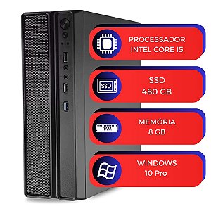 Mini Computador Slim MultiPC I5 8GB SSD 480GB Win11 Pro PC Ideal p/ Escritório, Home Office, Estudos e Navegação Rápida