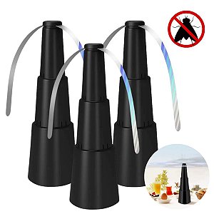 Kit 3 Aparelhos Ventiladores de Mesa Portáteis Espanta Mosca com Função Repelente