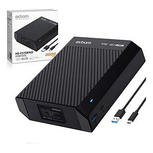 HD Externo Portátil 3TB 3.5" USB 3.1 e USB-C Exbom Alta Velocidade e Grande Armazenamento