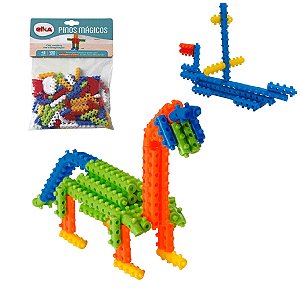 Pinos Mágicos 100 Peças Elka Brinquedo Educativo Infantil Criativo e Divertido