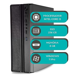 Computador Slim MultiPC Intel i3 6ª Geração RAM 8GB SSD 256 GB Windows 11 Pro Rápido e Compacto
