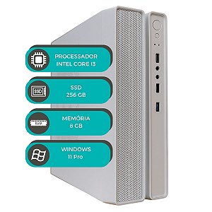 Computador Slim Branco MultiPC i3 6ª Geração RAM 8GB SSD 256GB Windows 11 Pro Rápido e Compacto