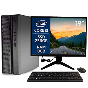 Computador Slim Completo MultiPC Intel i3 6ª Geração 8GB SSD 256GB Windows 11 Com Monitor 19", Teclado e Mouse Sem Fio