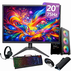 Pc Gamer Completo RX550 I5 3ªGeração 16GB SSD 1TB Nvme Monitor 20" + Kit Gamer + Headset