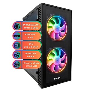 PC Gamer Ryzen 5 5600 GPU GT730 4GB SSD 256GB 16GB RAM Windows 11 Computador MultiPc