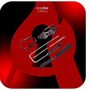 Kit Bondage Algema para Pulso e Pescoço com Mordaça Luxo