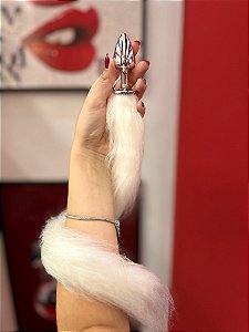 Plug de Metal com Rabo Branco 6,5X2,5cm Hard