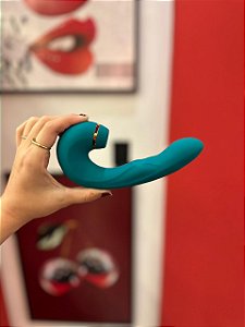 Vibrador de Ponto G e Clitóris com Dedilhar / Tapping no Meio