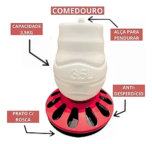 Comedouro Aves Media 3,5l 12 Furos
