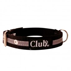 Coleira Nylon Reforcada Reflet N7 Preta Club Pet (l.2 C.54cm)