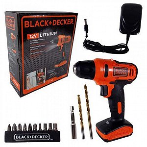 Parafusadeira E Furadeira Bateria Lithium 12v Black+decker